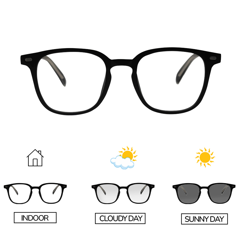 Semi Round Black Color Photochromic Glasses