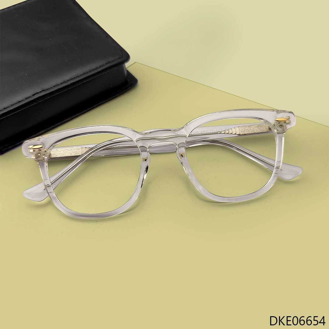 Transparent Color Semi Round Eyeglasses