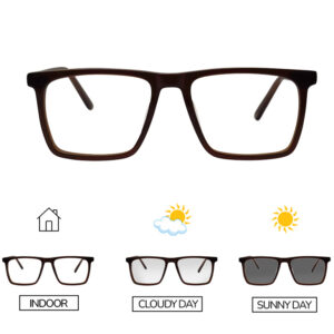 Brown Color Sqaure Shape Photochromic GLasses