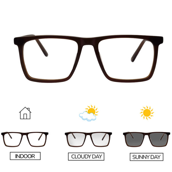 Brown Color Sqaure Shape Photochromic GLasses