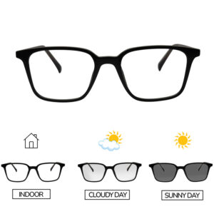 Black Color Sqaure Shape Photochromic Glasses