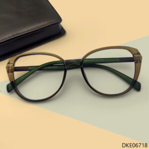 Olive Transparent Unique Eyeglasses
