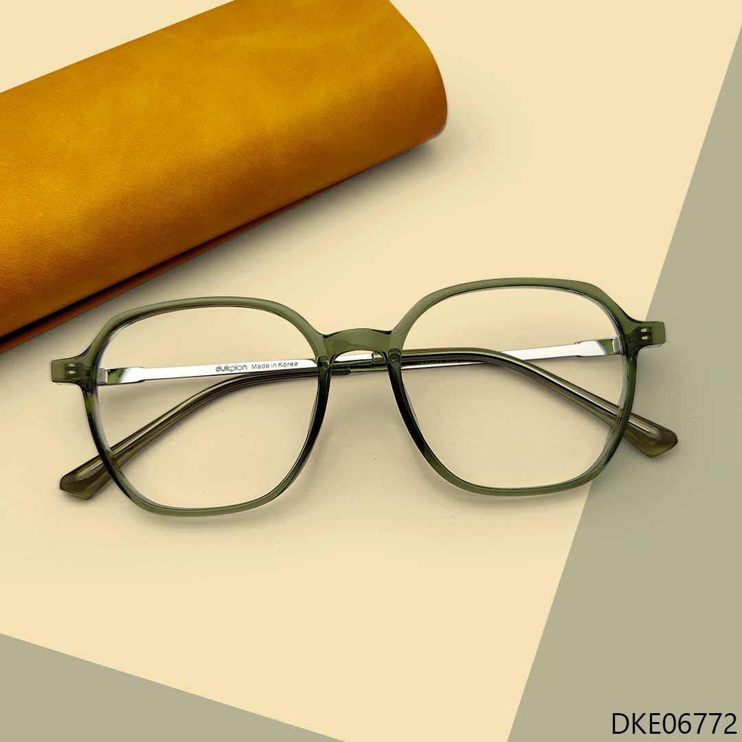 New Trendy Olive Transparent Eyeglasses