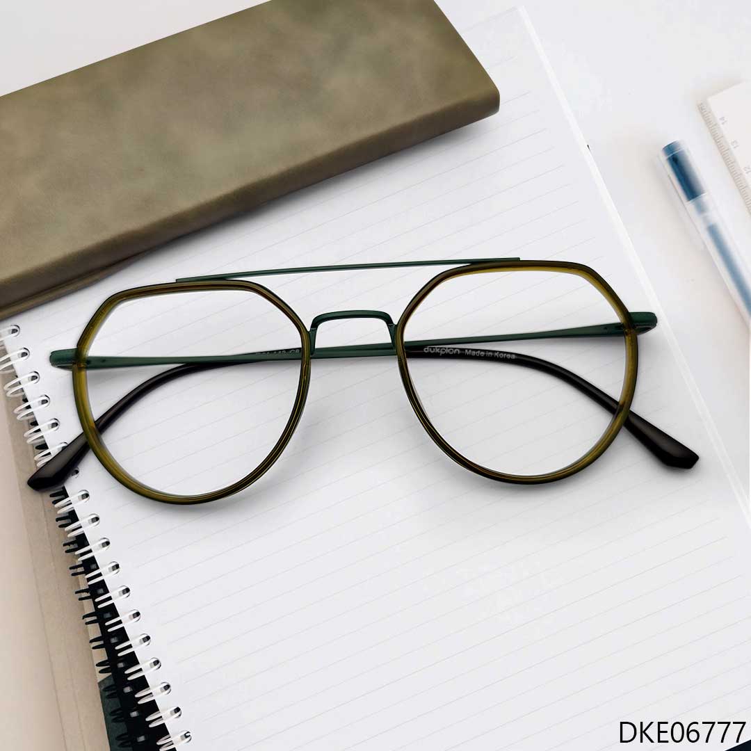 Olive Transparent Double Bridge Eyeglasses