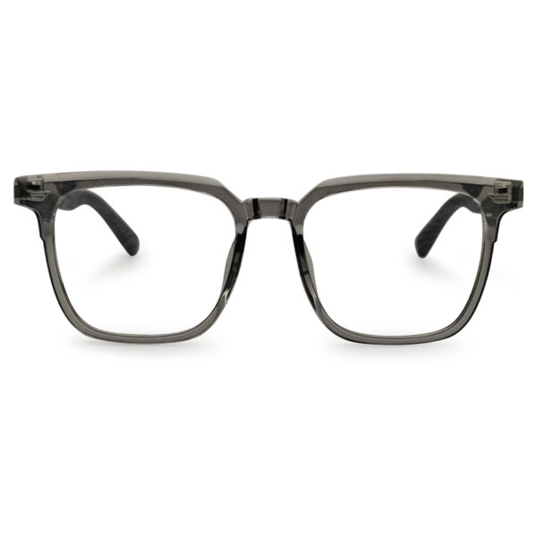 Grey Transparent Sqaure Wooden Eyeglasses