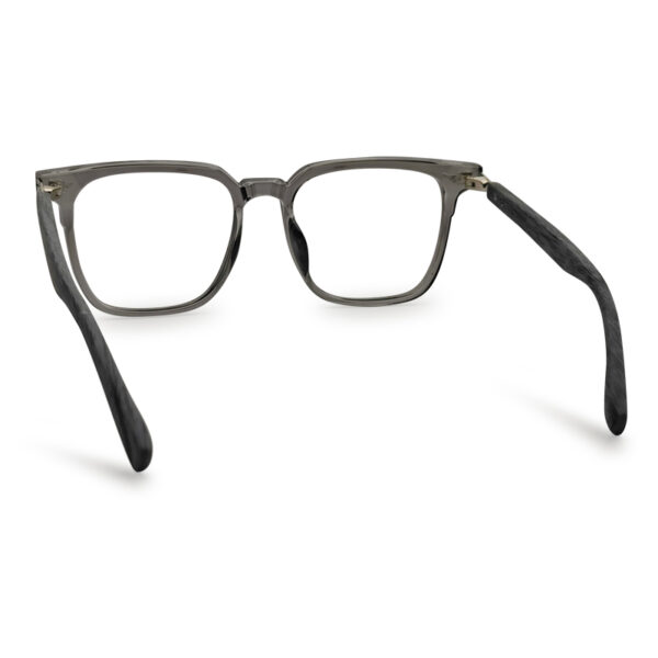 Grey Transparent Sqaure Wooden Eyeglasses