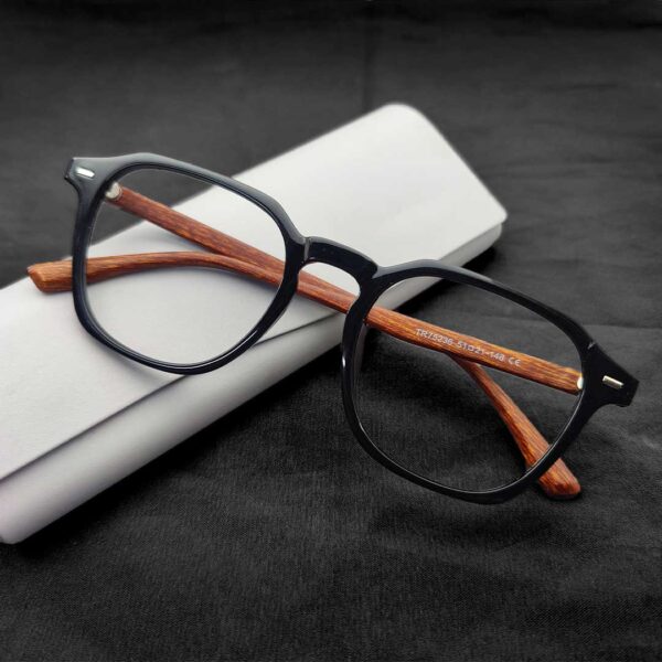 Glossy Black Wooden Eyeglasses