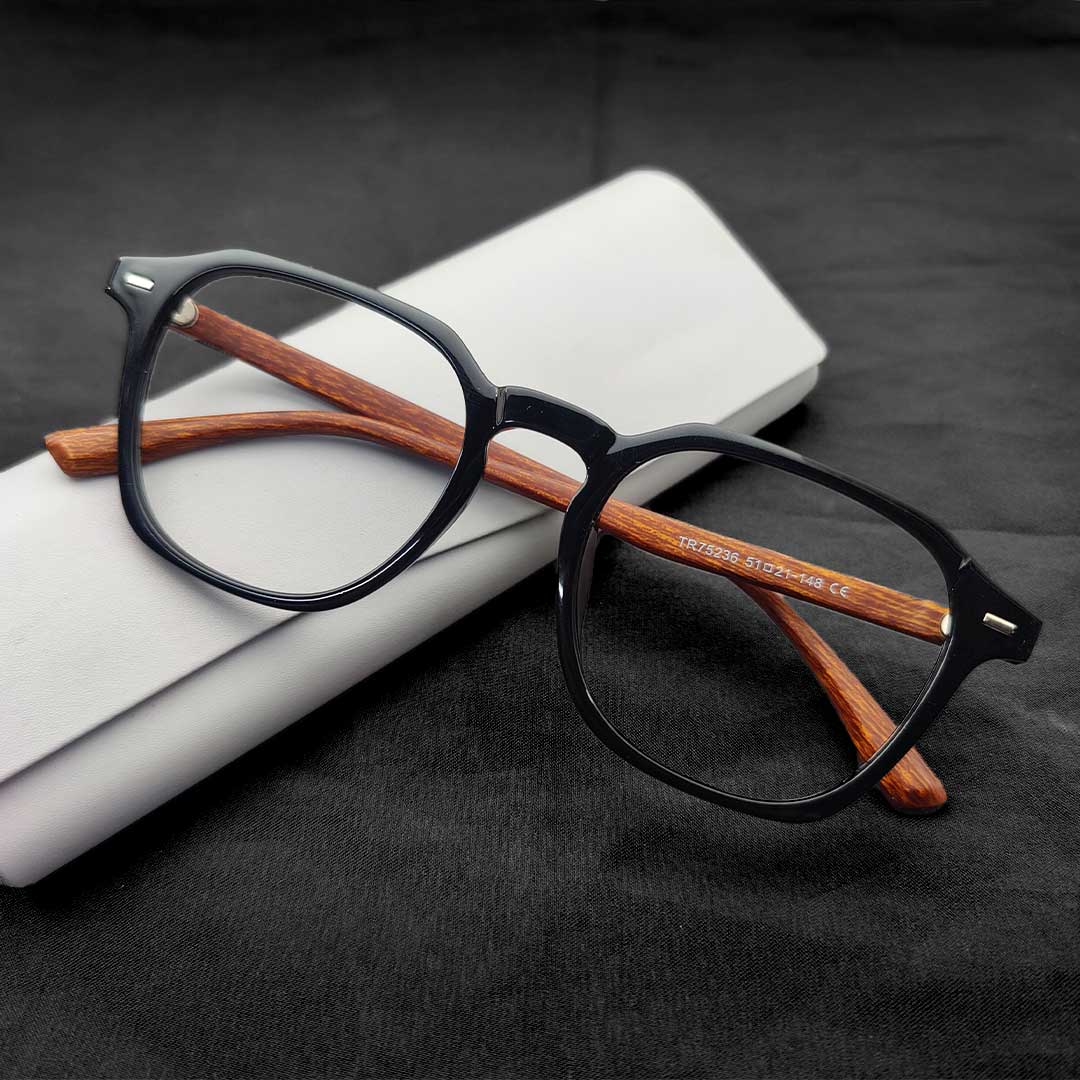 Glossy Black Wooden Eyeglasses