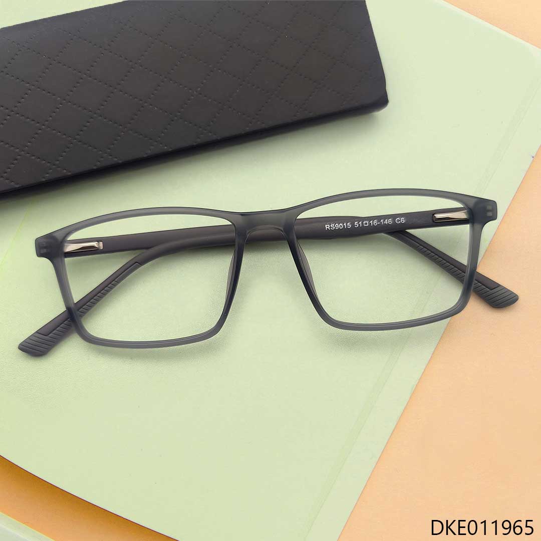 Grey Transparent Rectangle Shape Eyeglasses