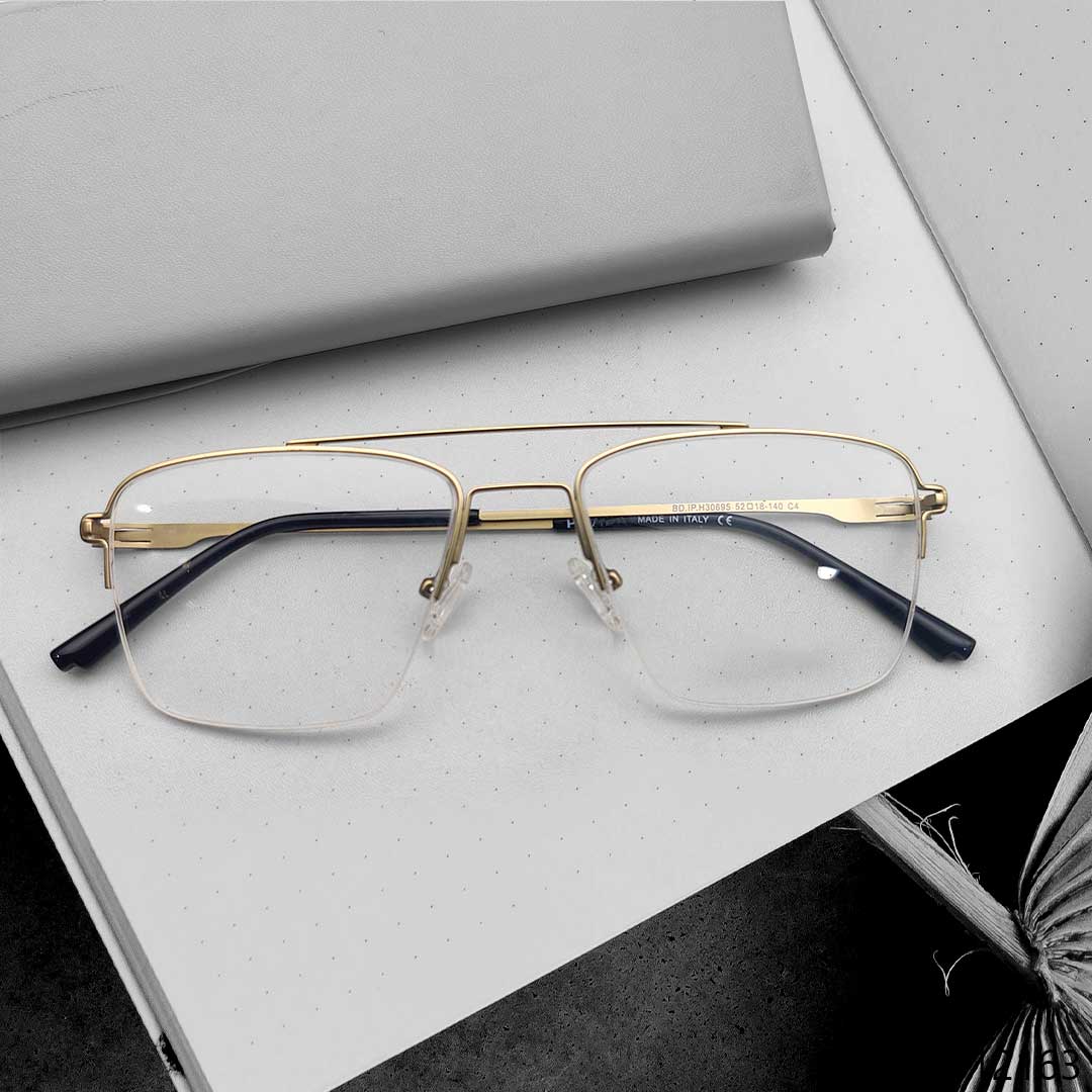 Golden Color Premium Double Bridge Eyeglasses