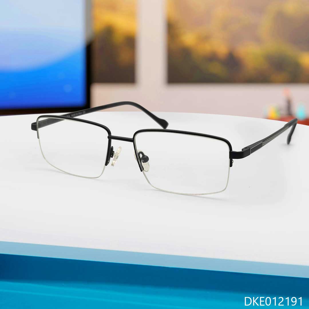 Pure Black Light Weight Metal Eyeglasses