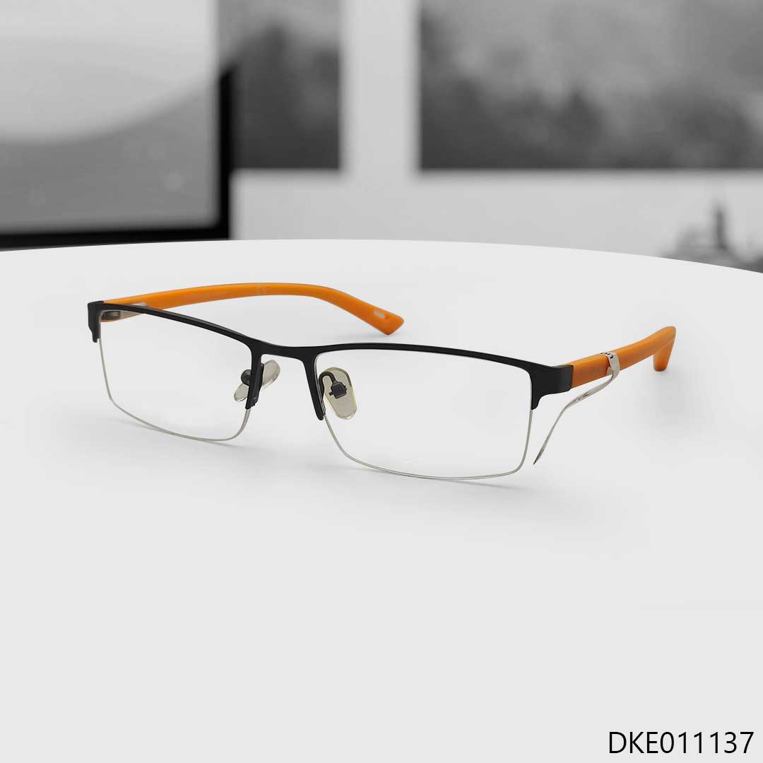 Metal & Fiber Mixed Half-rim Eyeglasses