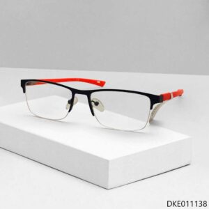 Metal & Fiber Mixed Half-rim Eyeglasses