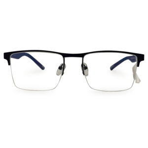 Metal & Fiber Mixed Blue Half-rim Eyeglasses