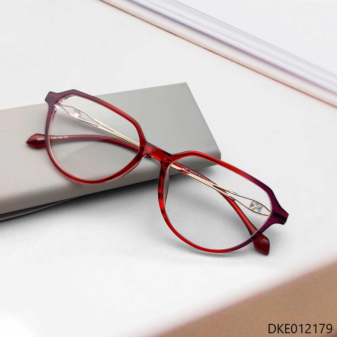 Semi Round Red Color Women's Eyeglasses