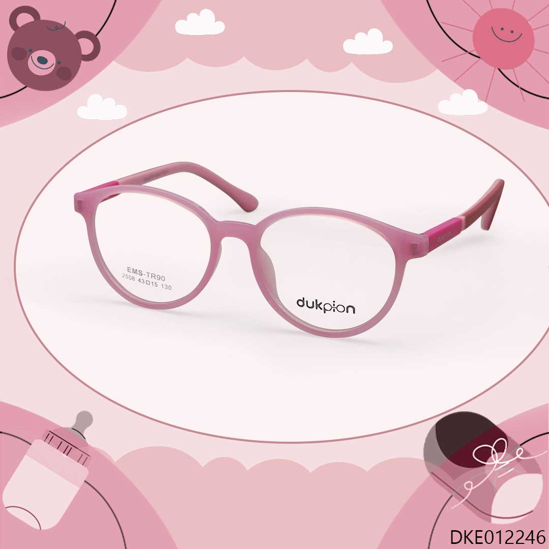 Pink Color Round Shape Kid's Eyeglasses