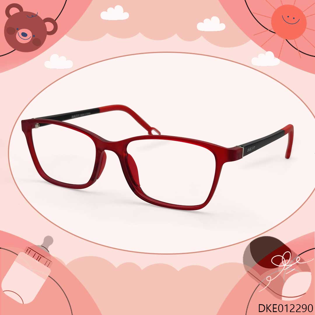 Red Color Sqaure Shape Kid's Eyeglasses