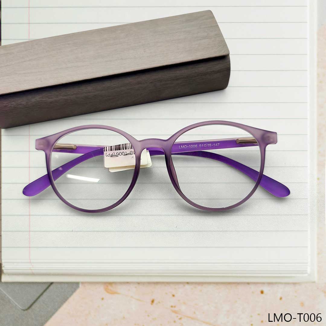 Purple Transparent Round Shape Eyeglasses